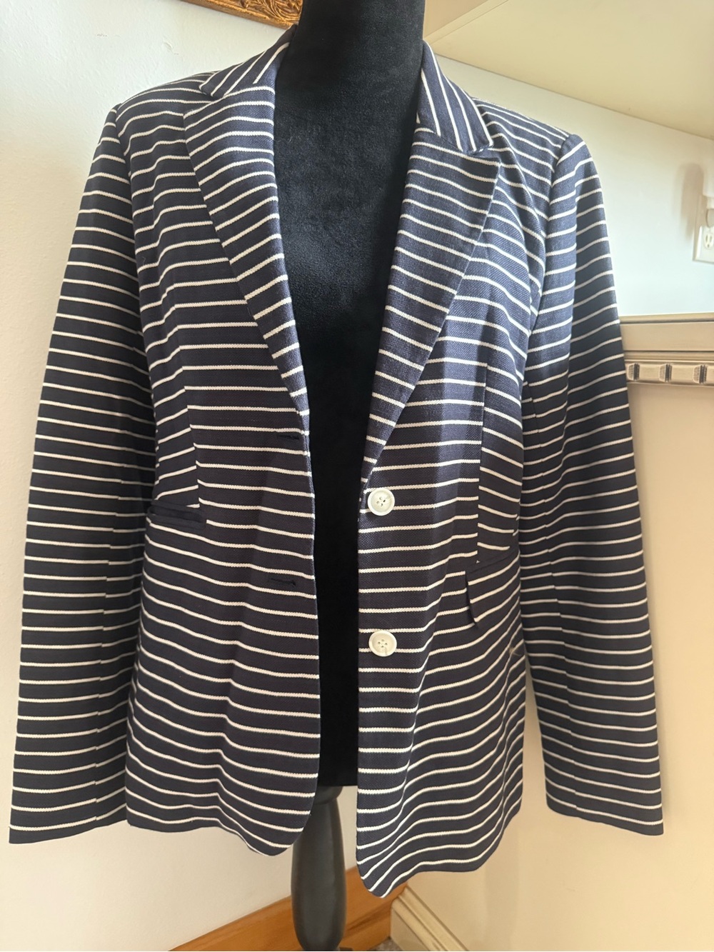 Striped Navy and White Women's Blazer Jacket size 12
